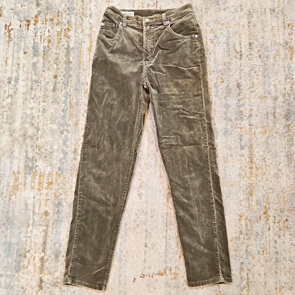 Vintage Banana Republic Women’s Gray Corduroy Pants Slim Mid Rise Olive Green